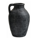 Black Textured Terracotta Vase with Handle