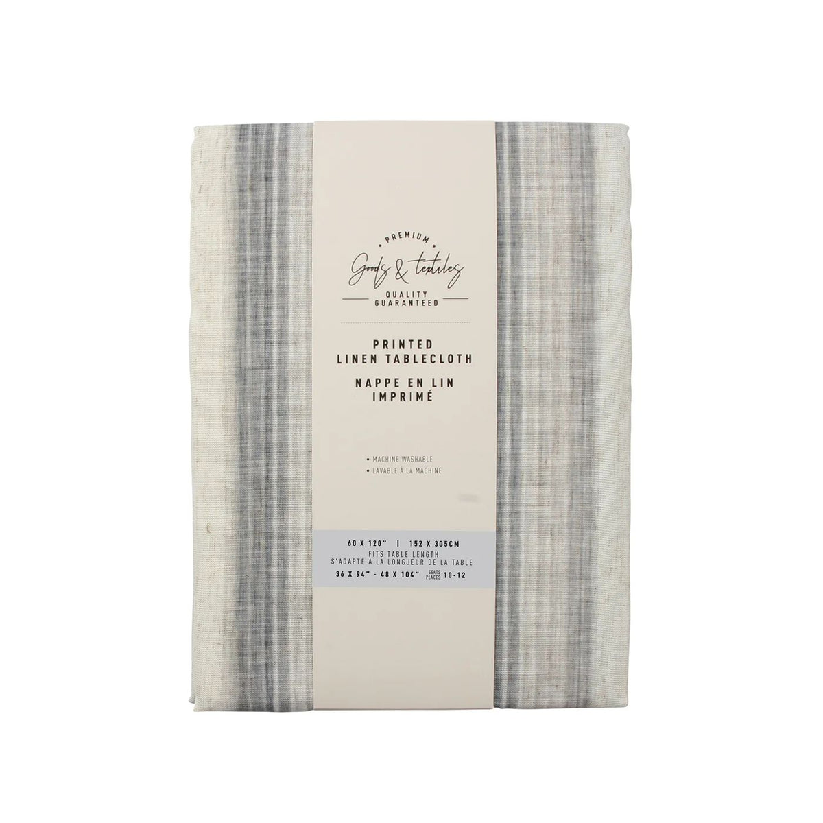 Grey Linen-Look Tablecloth 60 x 120"