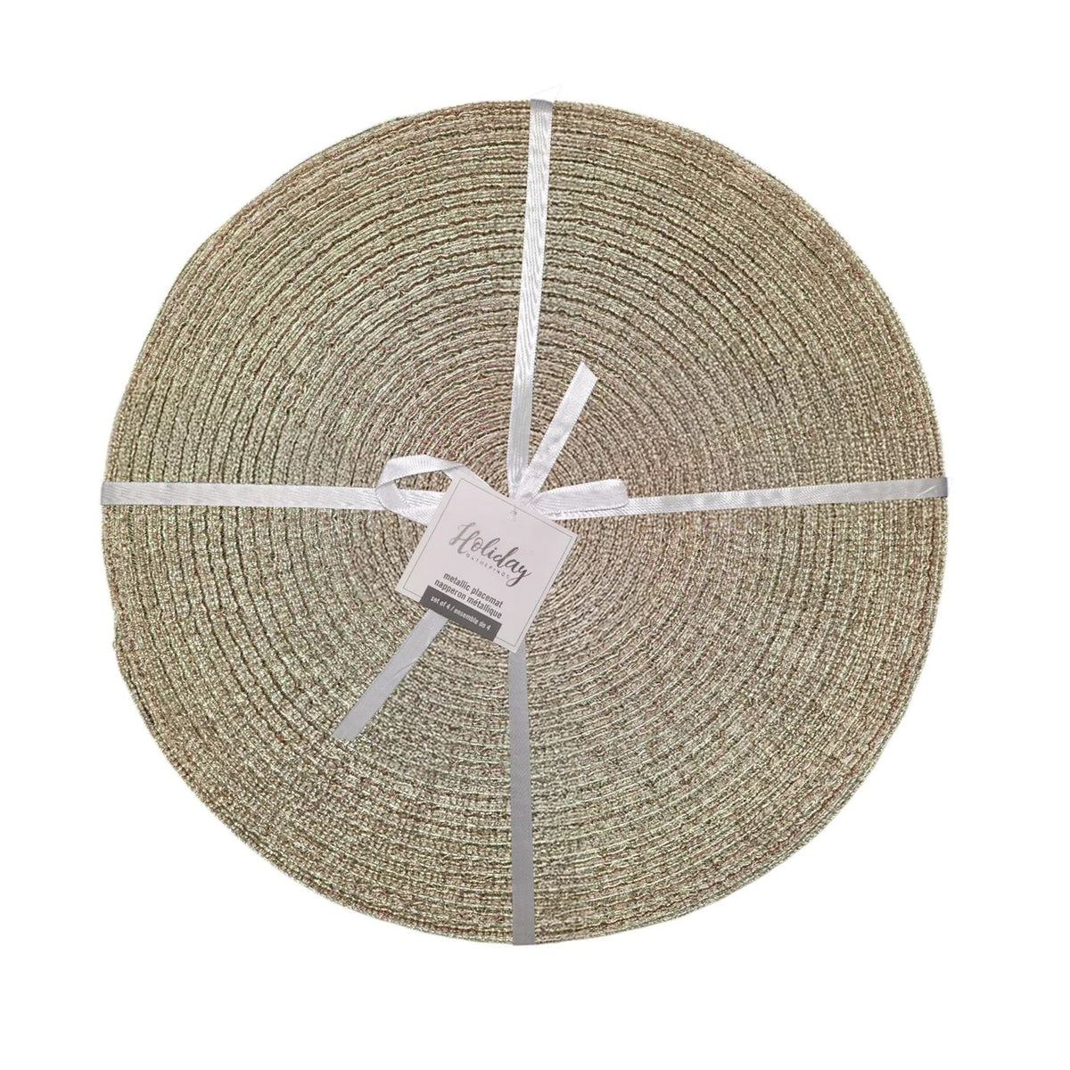 Placemats Round Metallic Gold Set of 4