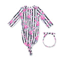 Knotted Gown & Headband Cabbage Rose Stripe 0-3 Months
