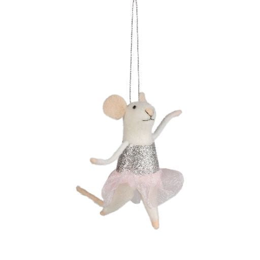 Felt Ballerina Mouse Ornament with Sparkle Top & Tulle Skirt