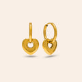 Lovers Tempo| Earrings Heart Charm Hoop Gold