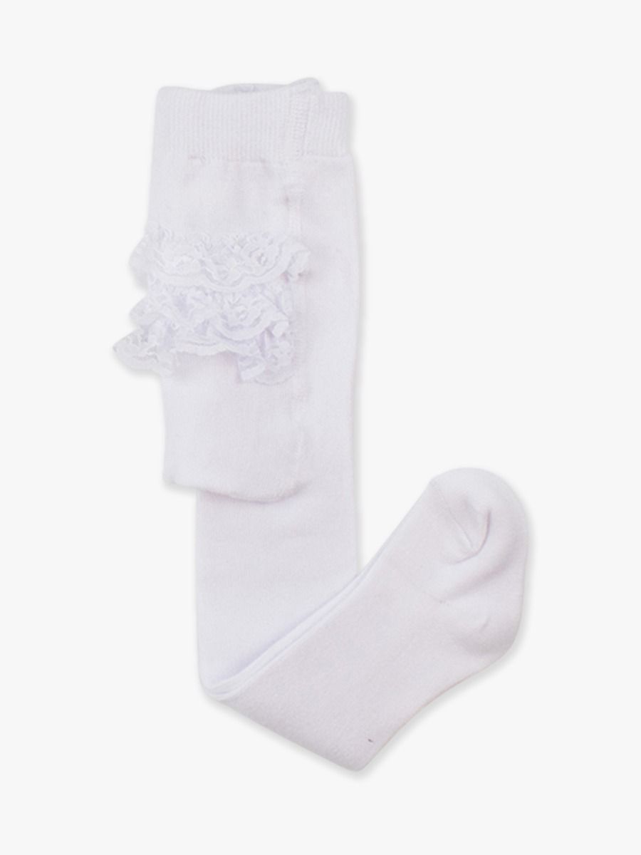 RuffleButts | Ruffled Tights - Cream
