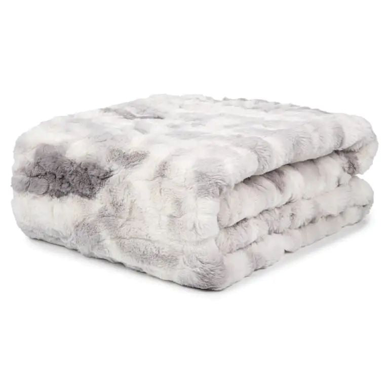 Mallo Faux Fur Throw - Grey & White
