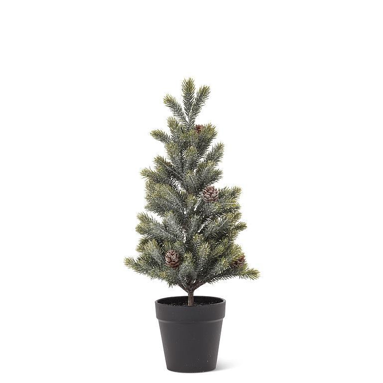 Frosted Pine Christmas Tree with Cones – 14"
