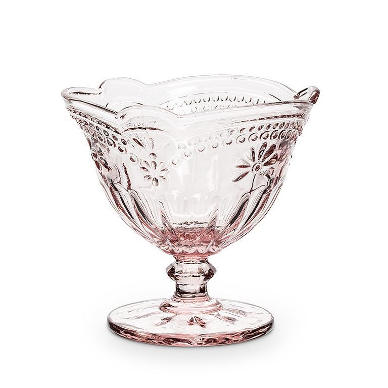 Pink Glass Flower Pedestal Dish