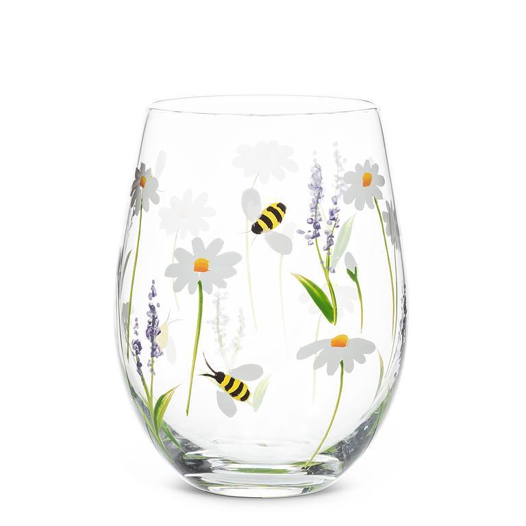 Lavender & Bees Stemless Wine Glass