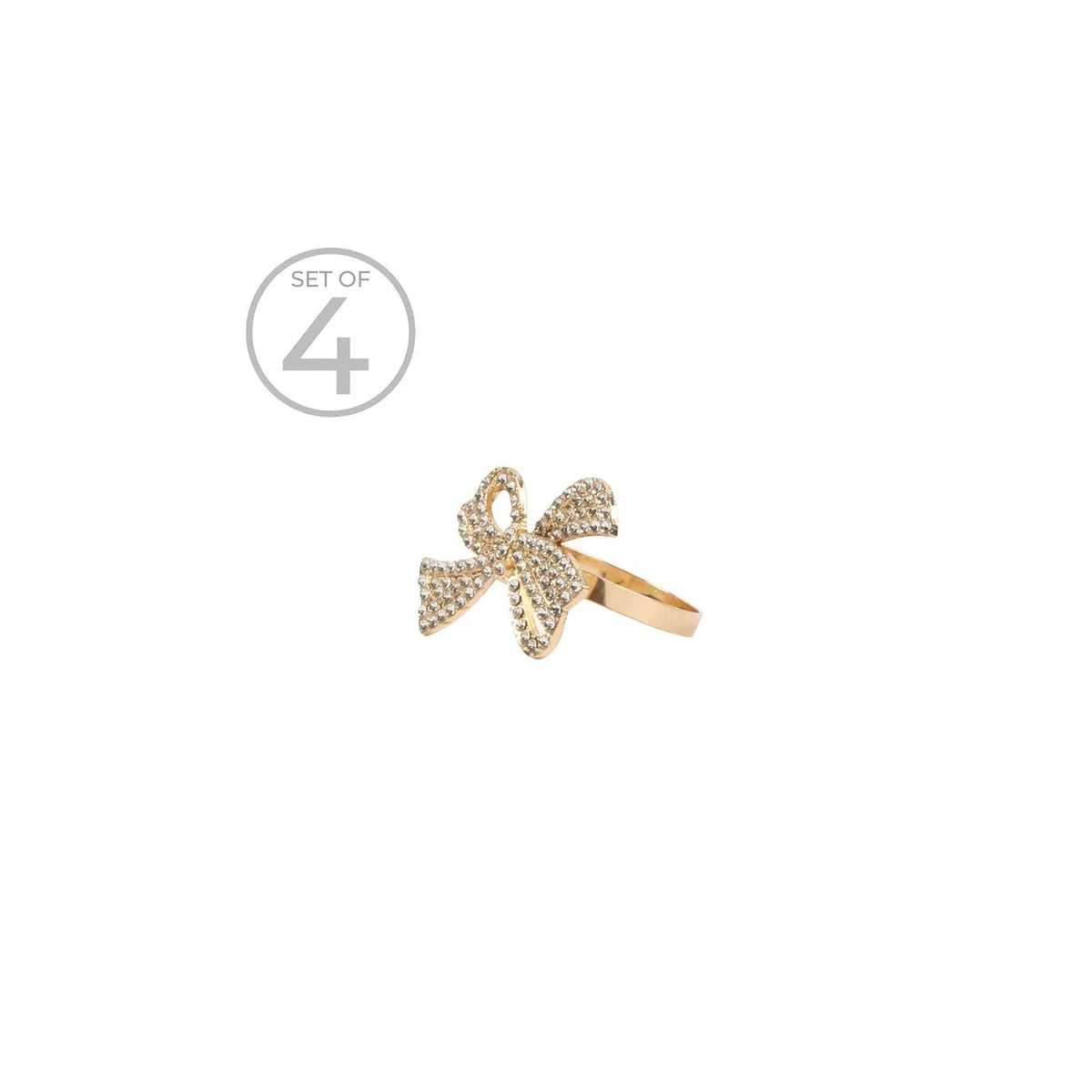 Napkin Ring Bow Gold Clear Set of 4