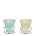 Glass Votive Holder Ruffle Blue or Green