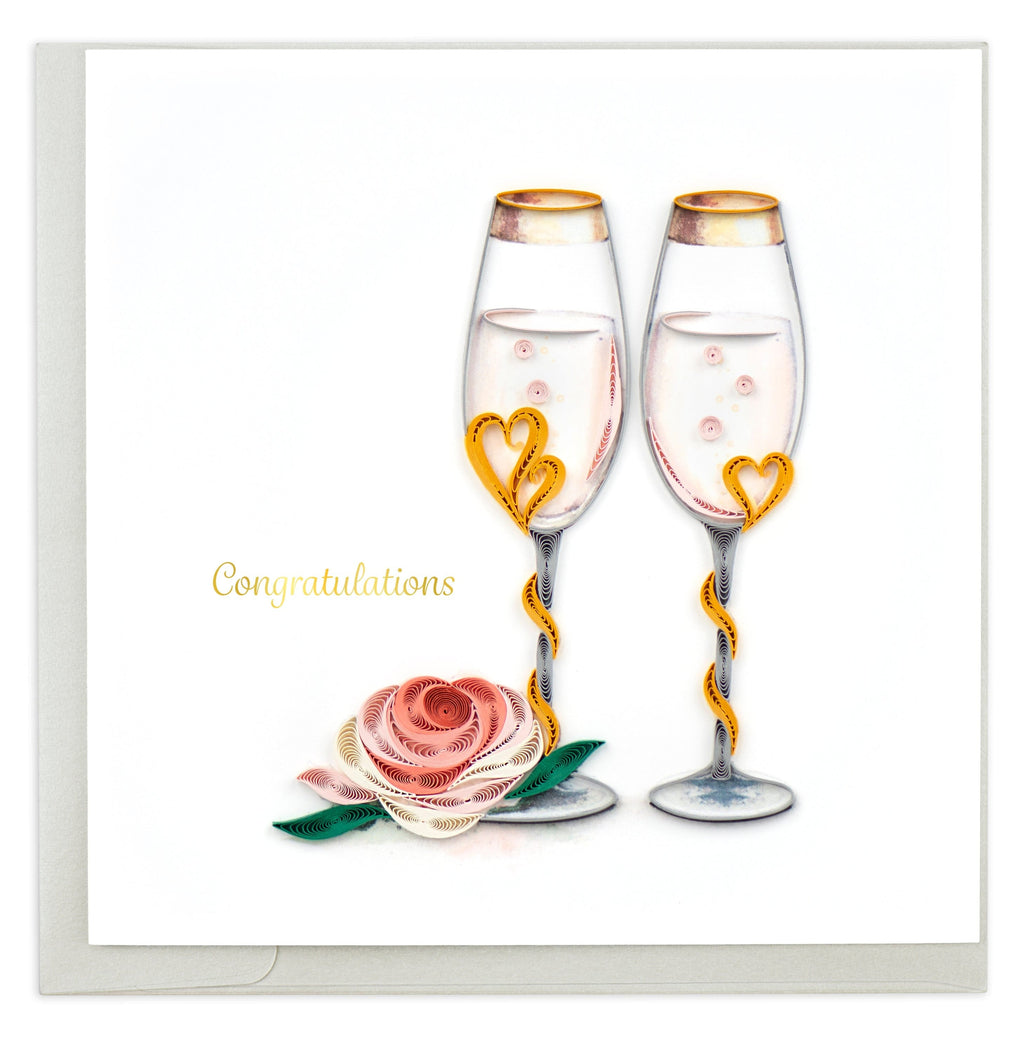 Quilling Card | Wedding - Wedding Toasting Flutes