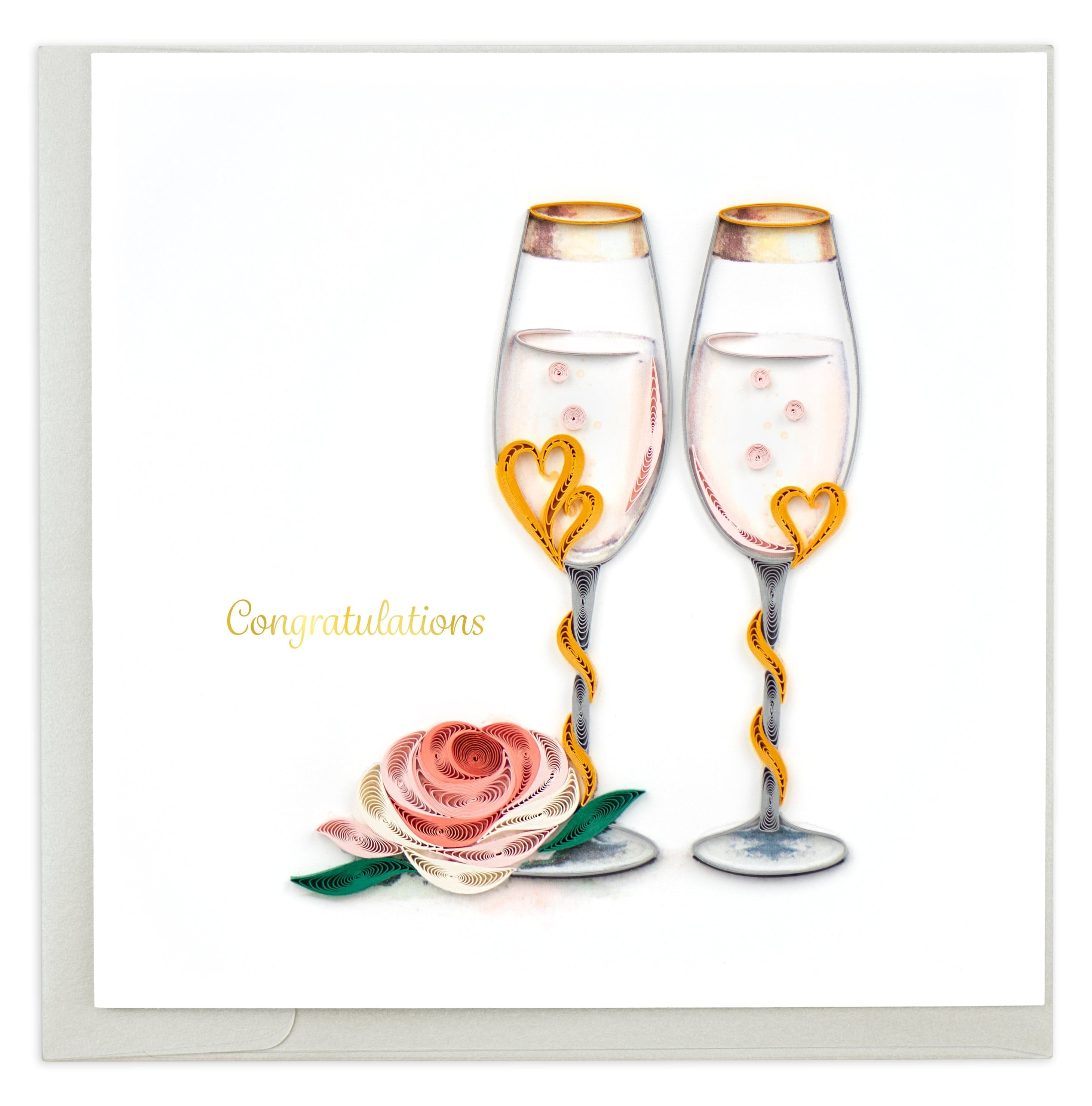 Quilling Card | Wedding - Wedding Toasting Flutes
