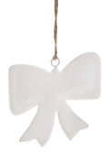 Ornament Bow White Enamel 4 x 4 " ADV