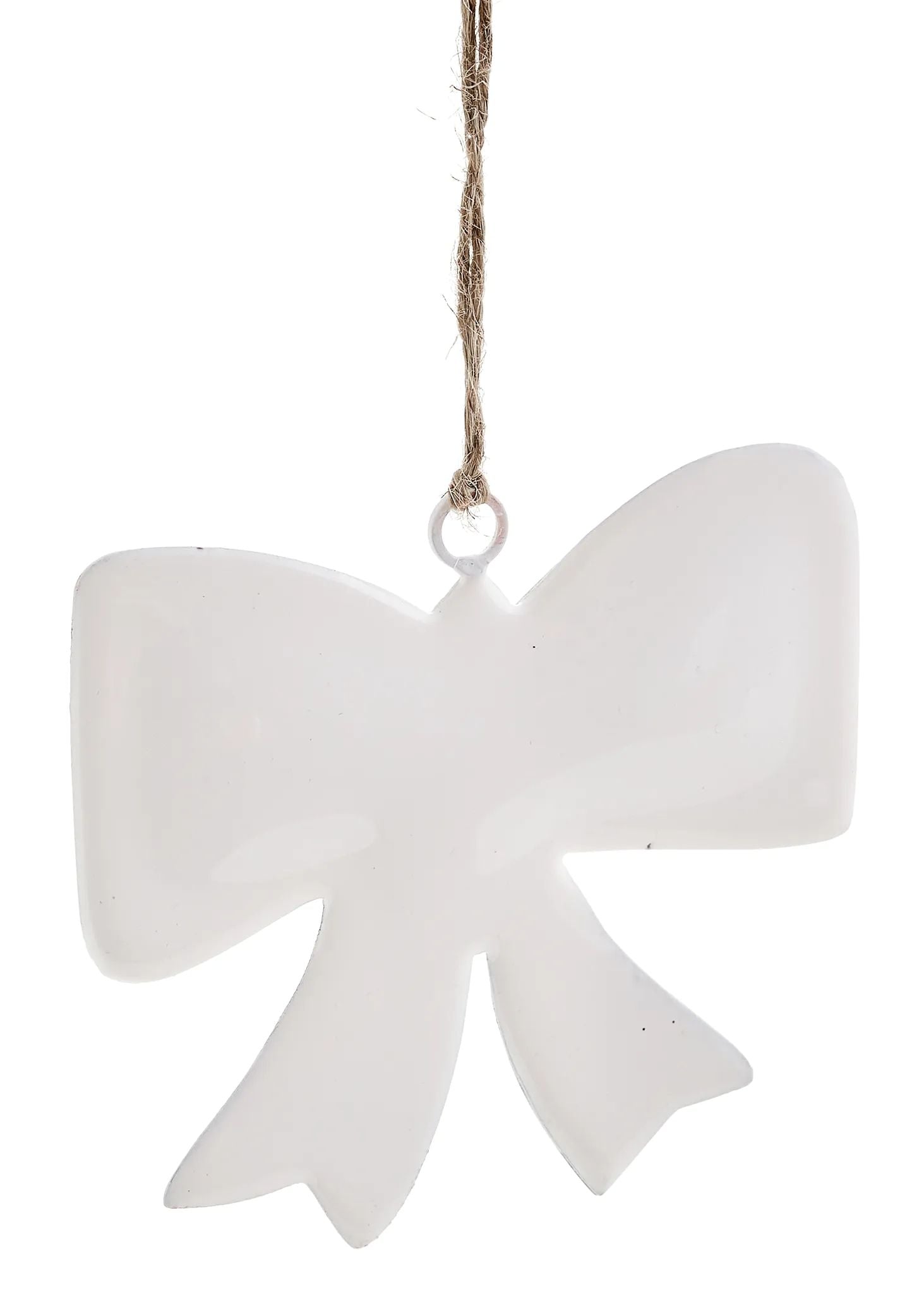 Ornament Bow White Enamel 4 x 4 " ADV