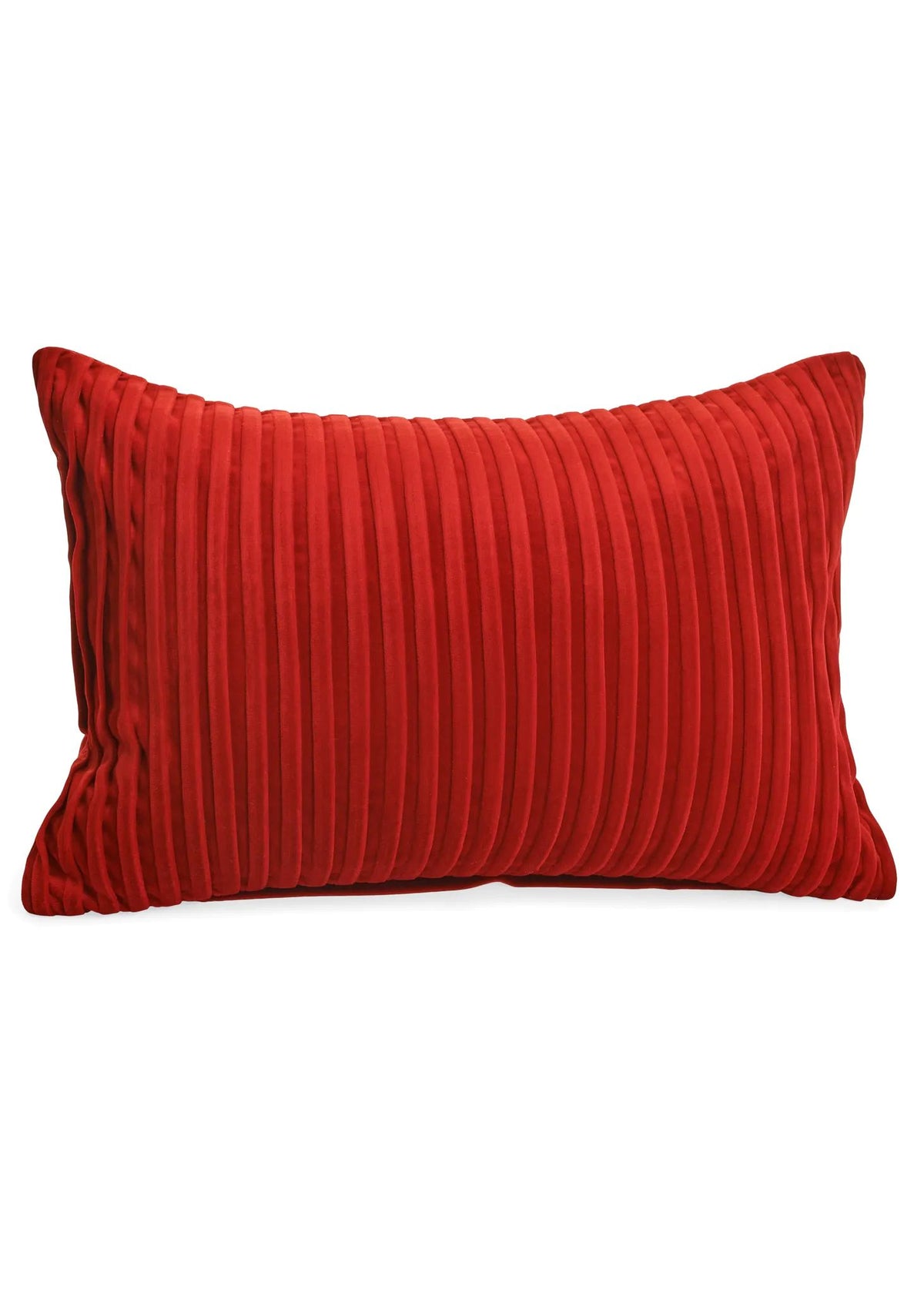 Red Ribbed Poly-Velvet Pillow 14 x 20"