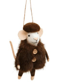 Ornament  Wool Mouse Fur Coat Brown 3 x 5" ADV