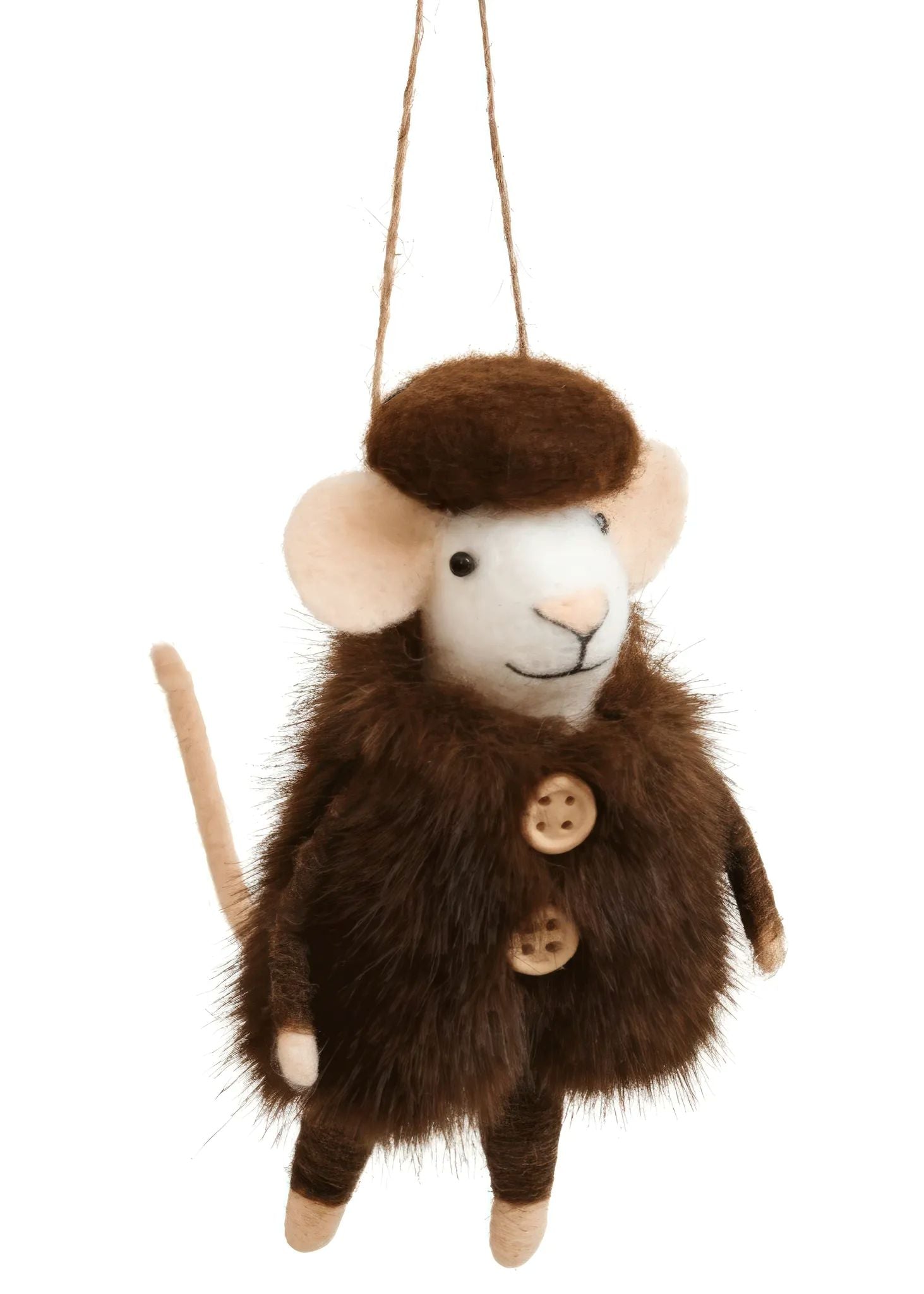 Ornament  Wool Mouse Fur Coat Brown 3 x 5" ADV