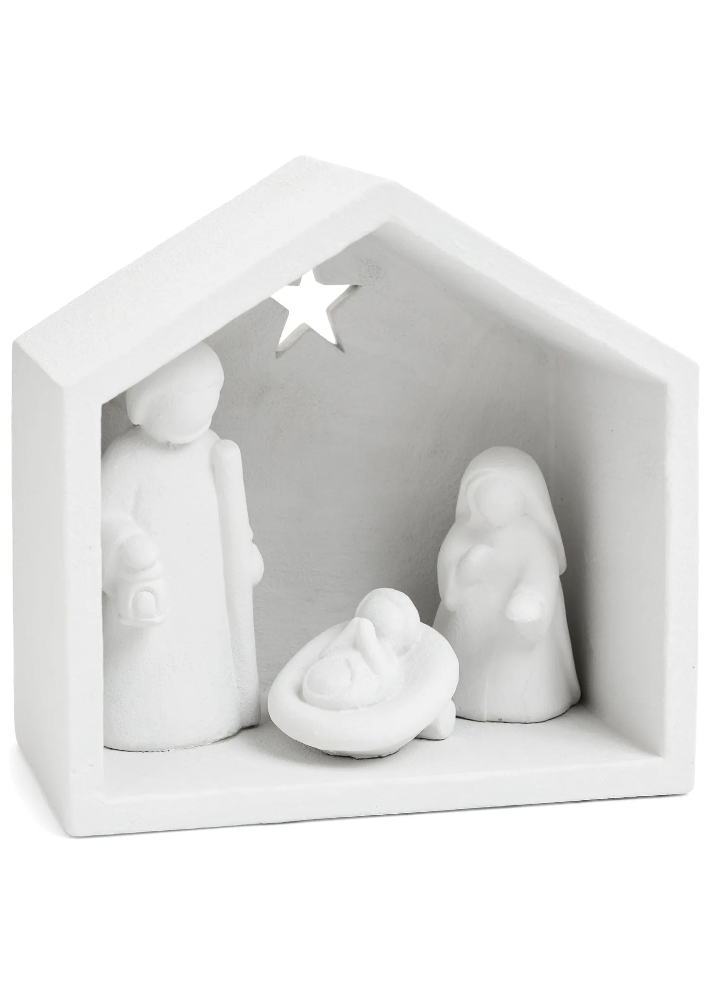 Nativity Scene Cement White 4 x 7" ADV