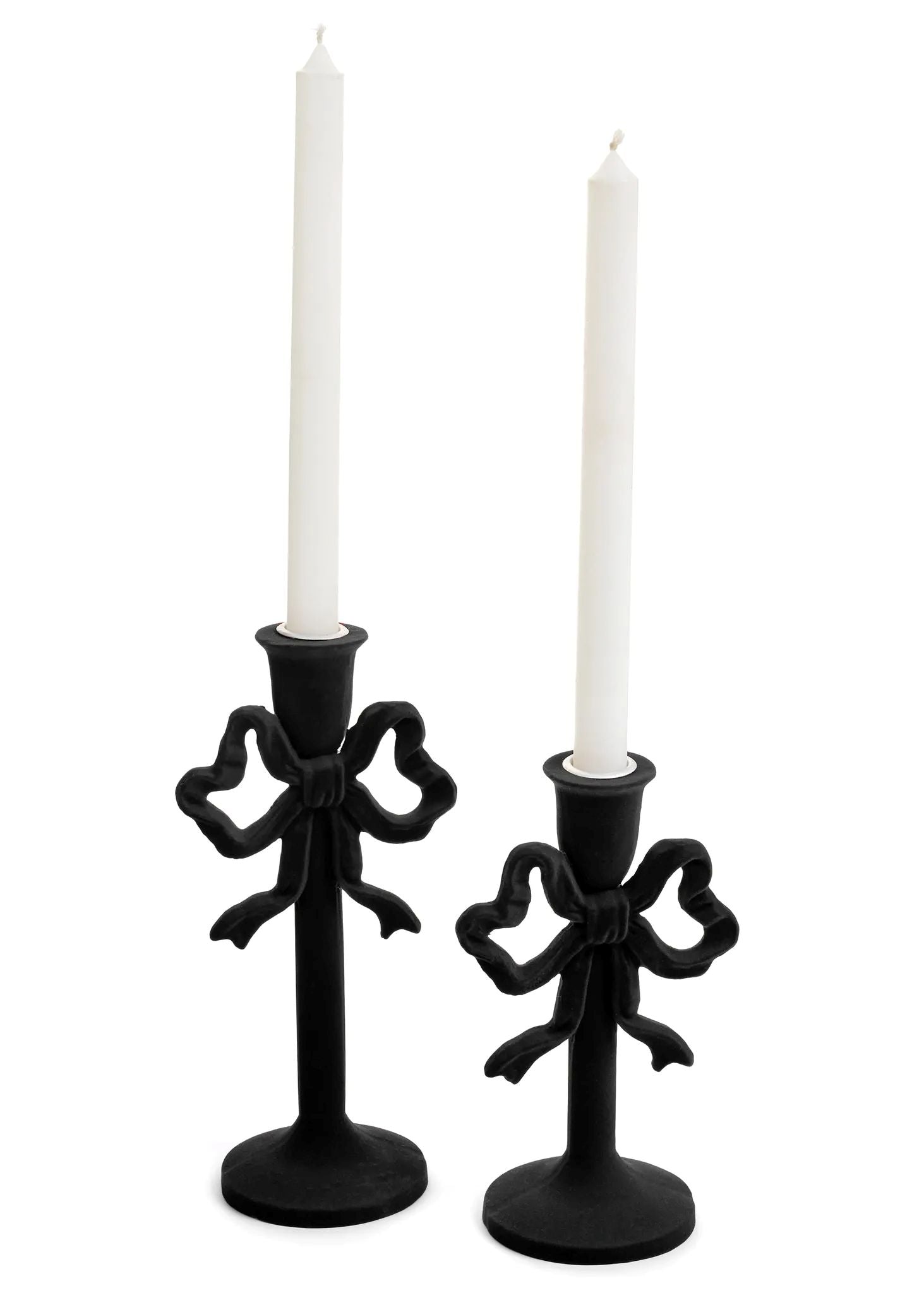 Candle Holders sm Bow Resin/ Velvet Black 4.5 x 8" ADV