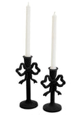 Candle Holders Lrg Bow Resin/ Velvet Black 4.5 x 9" ADV