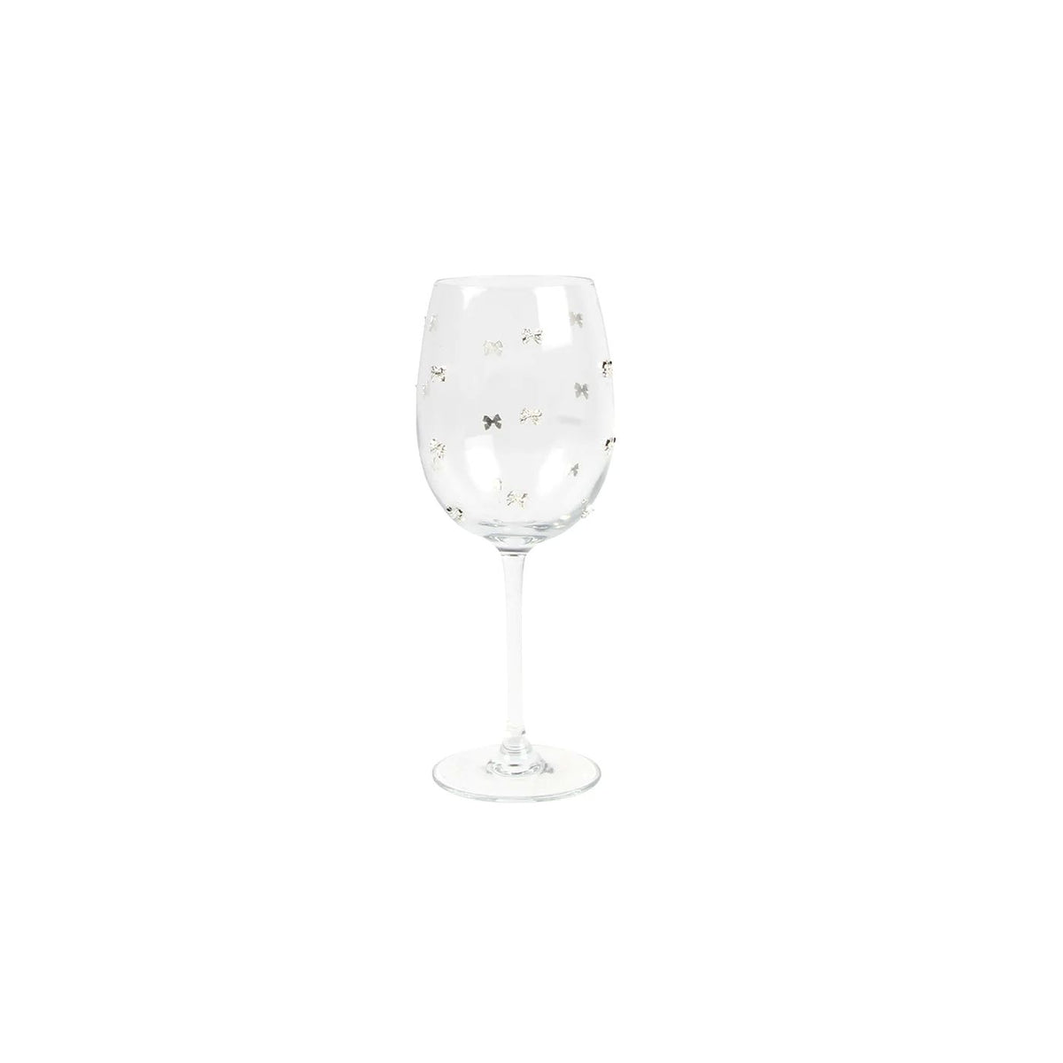 Wine Glass Silver Bow Embellished