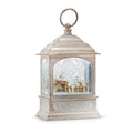 Water Lantern Santa & Reindeer Whimsical Ivory Led 8.75 " Musical