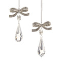 Ornament Jeweled Bow W/ Crystal Drop 4.5"