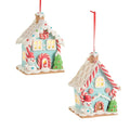 Ornament Blue Red Mini Gingerbread House Lighted 4.75"