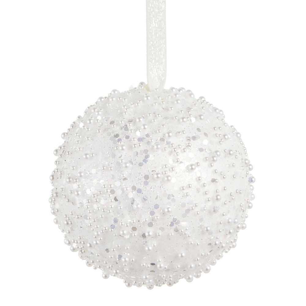 Ornament Pearl Ball 4" White