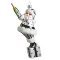 Ornament Champagne Popping Santa 6"