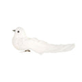 Ornament Bird Clip On White Glitter 6 "