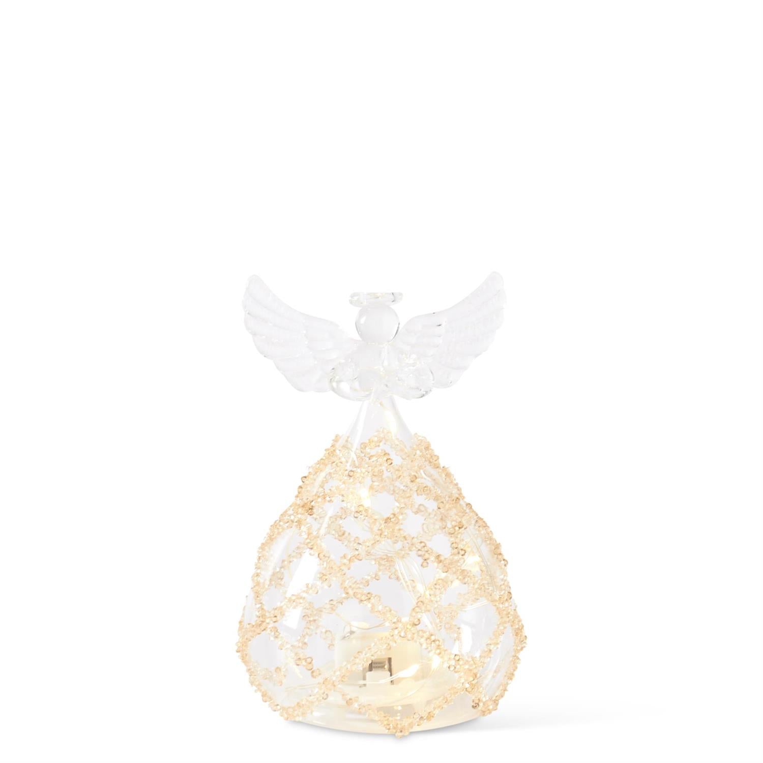 Angel Glass with Lattice Gold Bead LED 4.5 " KK