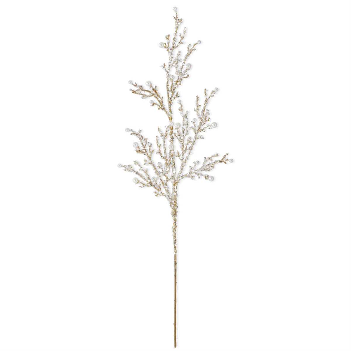 Floral Resin Pearl Branch w/ Glitter Spray 33" KK
