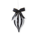 Ornament Black & White Glass Teardrop  6" KK
