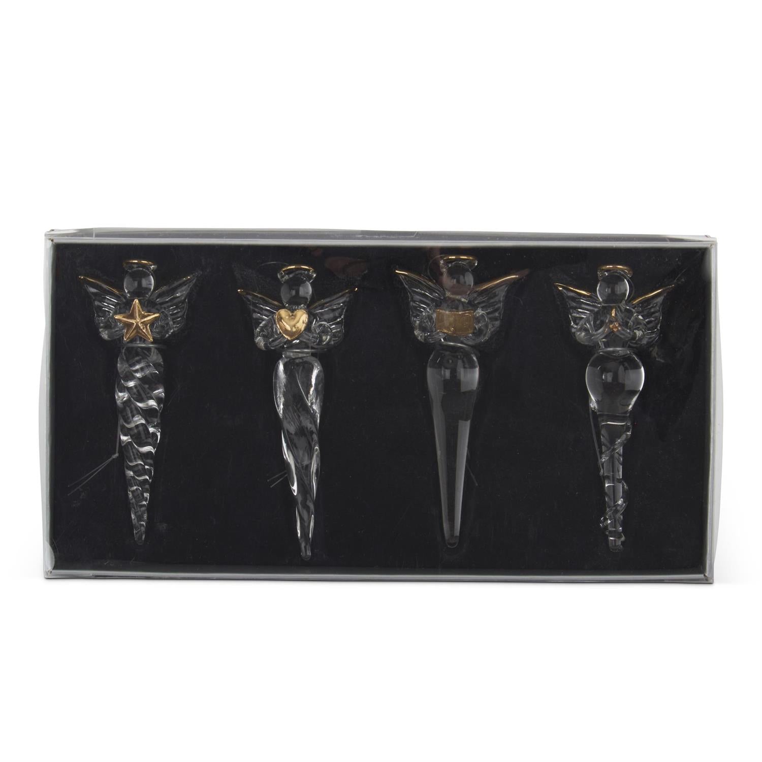 Ornament Box of 4 Glass Angel Icicle KK