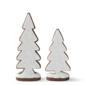 Set of 2 Brown & White Glittered Resin Gingerbread Cookies Trees 9 & 12"