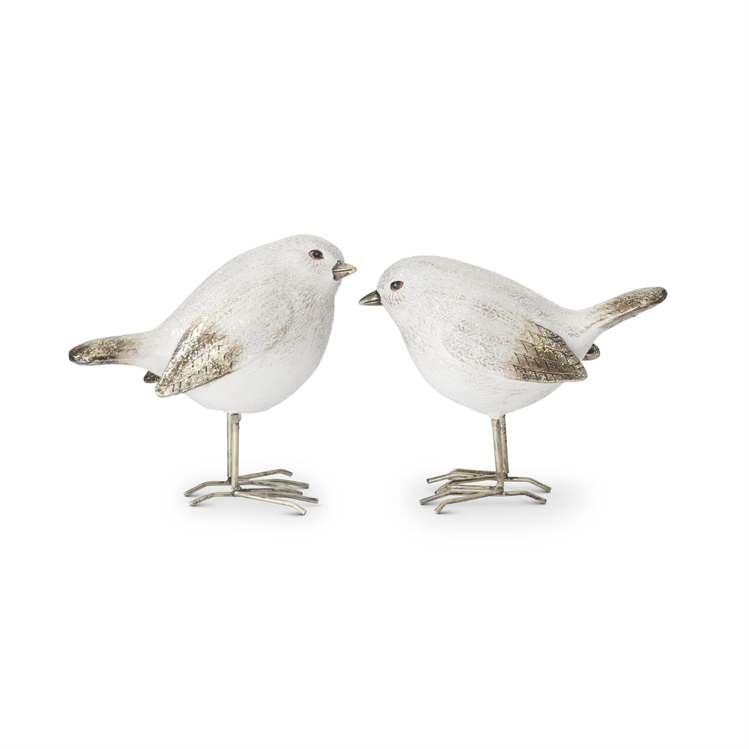 Bird Glittered White & Gold W Metal Legs KK