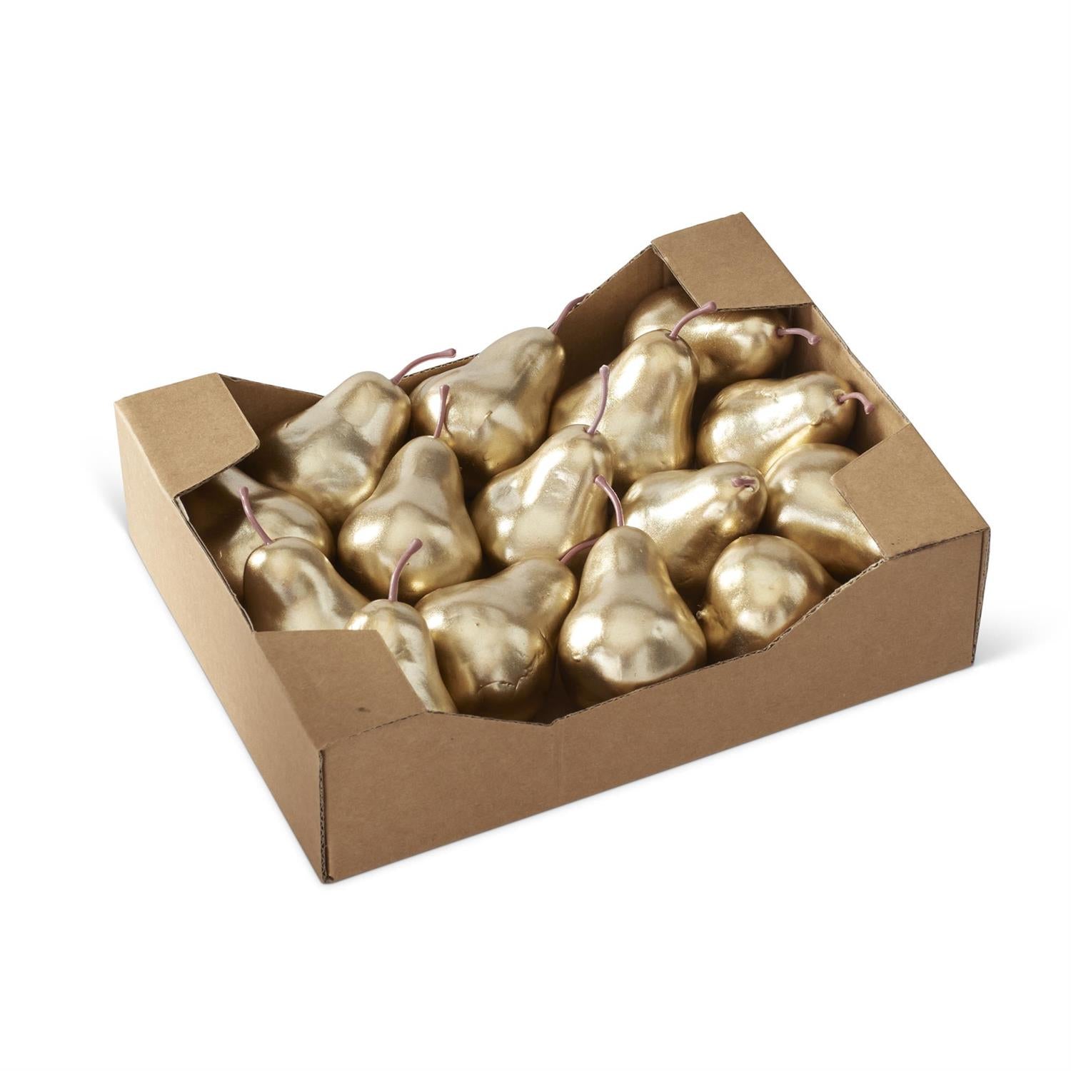 Ornament Box of 12 Gold Pears  3"  KK