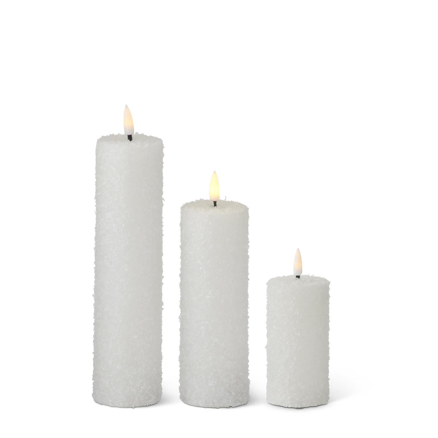 Candles Set of 3 Slim White Snowy LED w/ timer KK