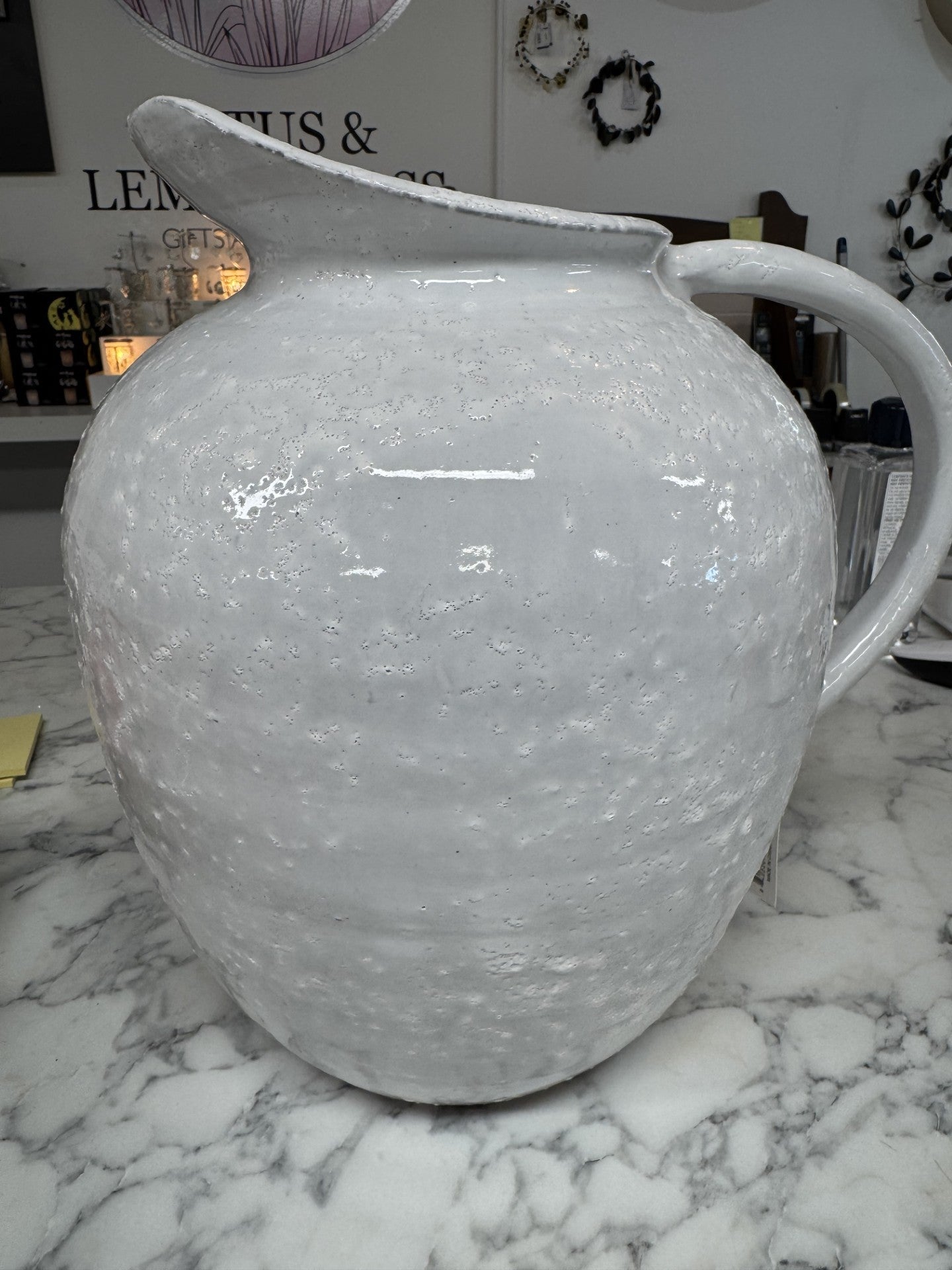White Kiln-Glazed Terracotta Jug - Assorted