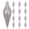 Silver Glitter Drop Ornament 12" - Shatterproof