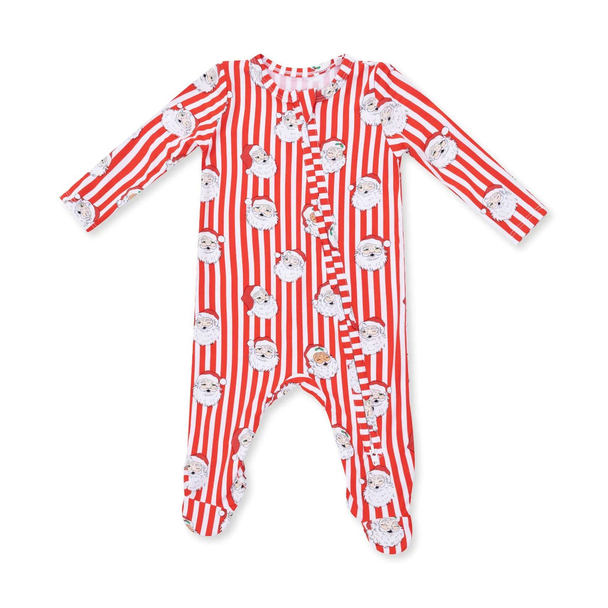 Footie 2 way Zippered Santa Stripe Baby Angel Dear