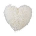 Ivory Mongolian Lamb Fur Heart Pillow 16 x 18"