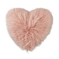 Blush Mongolian Lamb Fur Heart Pillow 16 x 18"
