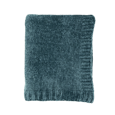 Knitted Chenille Throw - Green