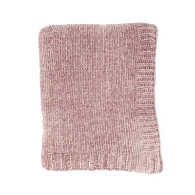 Knitted Chenille Throw - Pink