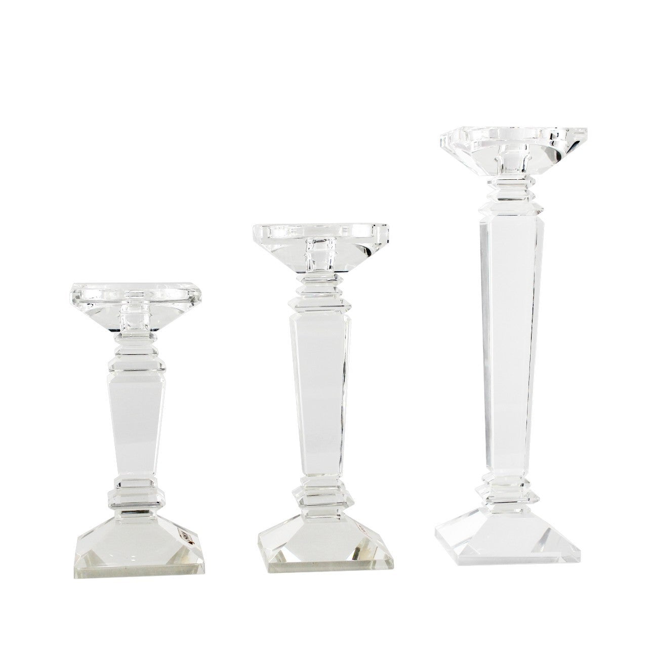 Zahava Pillar Crystal Candle Holder Set of 3