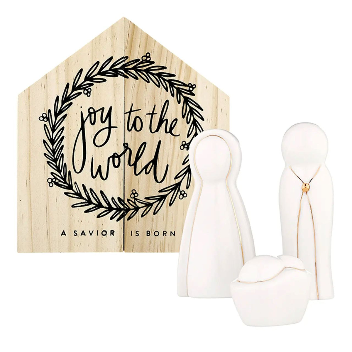 Ceramic Holy Family in PIne Box CB