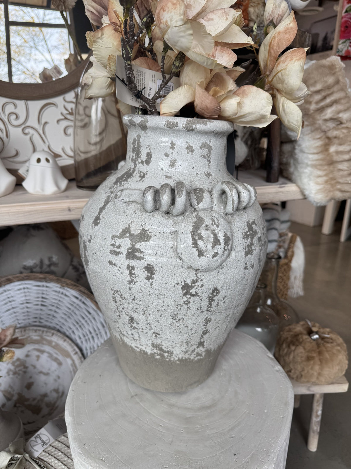 Vase White Glazed Terracotta Assorted