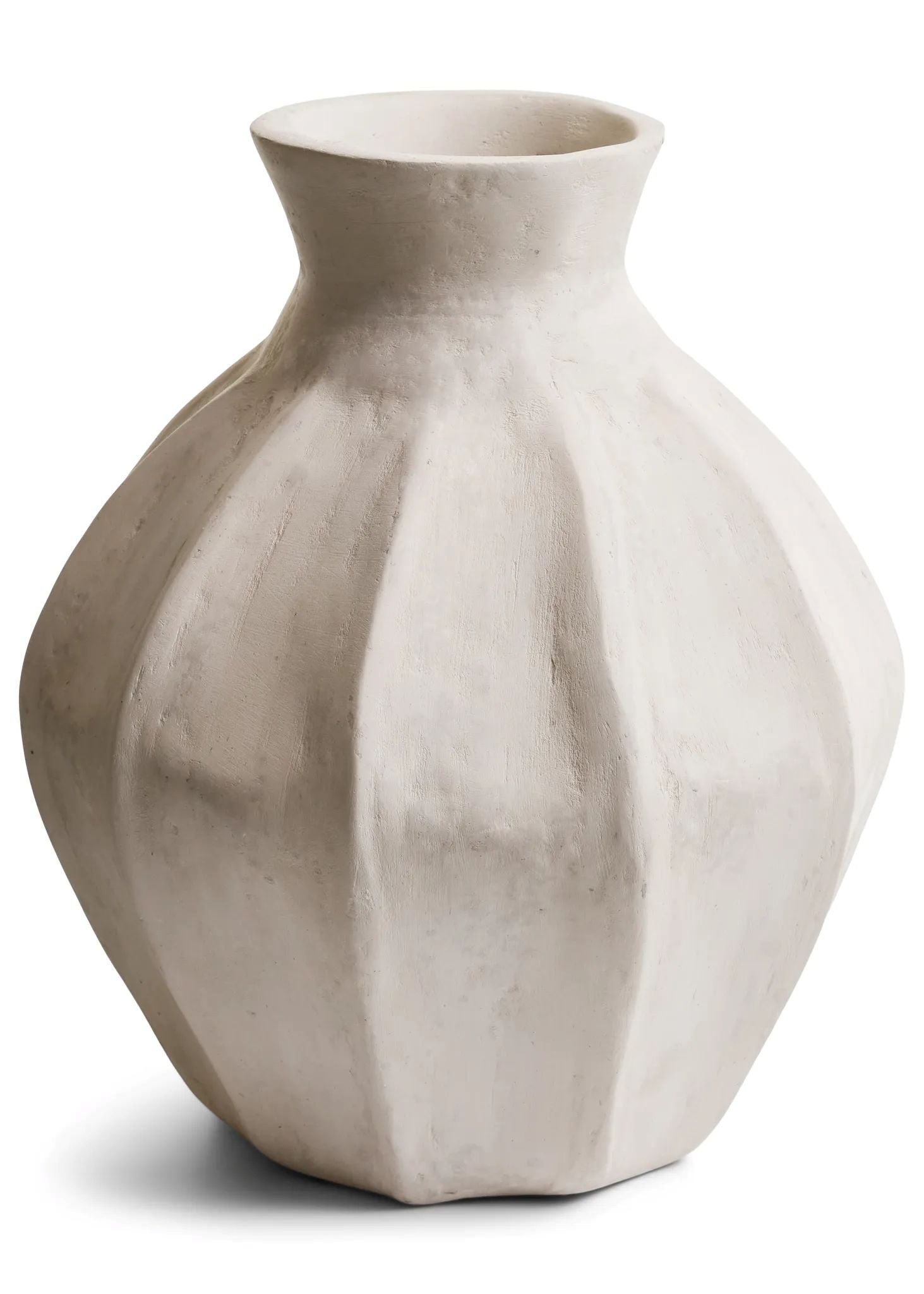 Vase Fluted Wide Body Paper Mache 12 x 14"  ADV