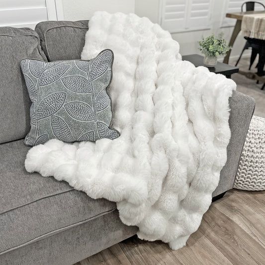 Cubby Faux Fur Throw - White